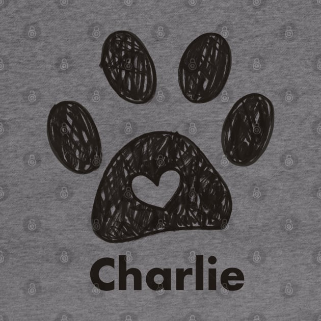 Charlie name made of hand drawn paw prints by GULSENGUNEL